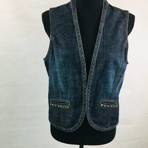 Chico's Platinum Denim  Blue Open Vest sz 1 studs